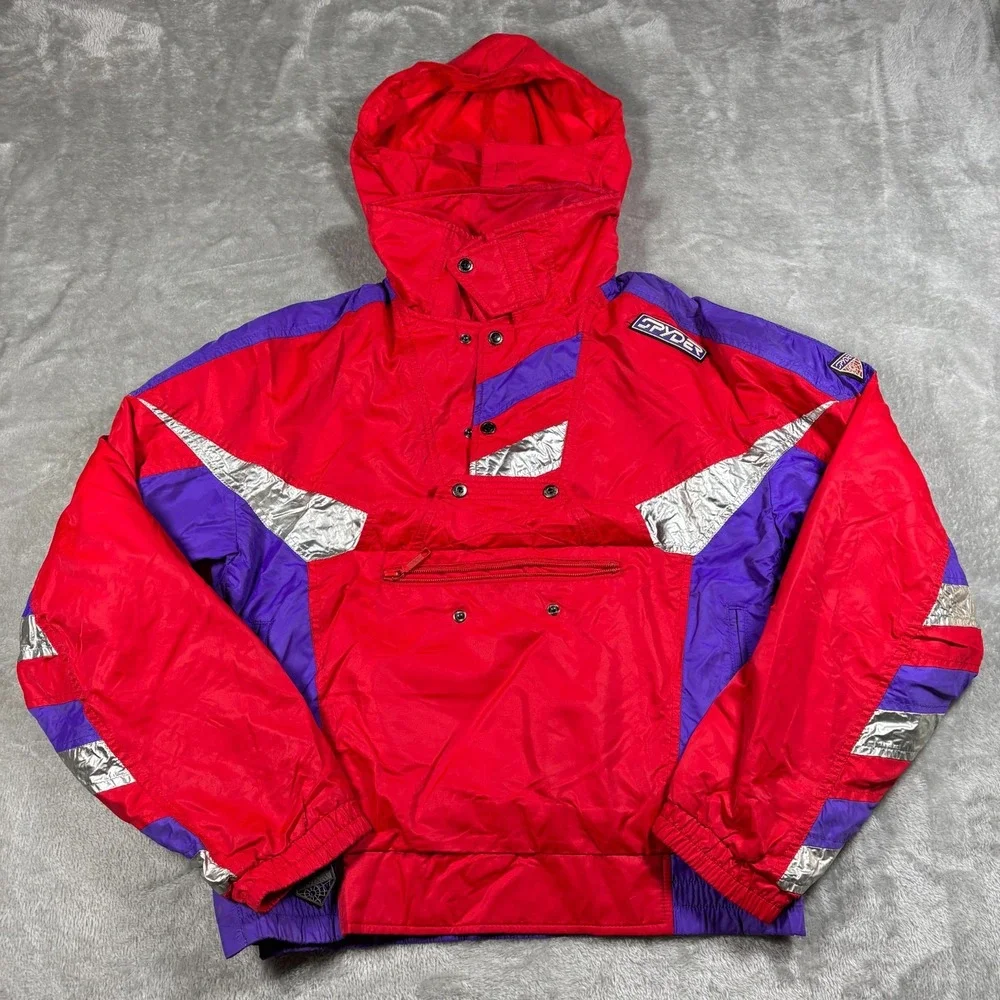 Vintage Spyder Jacket Men Small Red Ski Pullover Quarter Zip Thinsulate 80s Snow - Picture 2 of 14